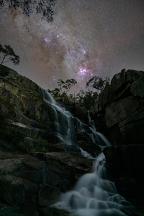 Gibraltar Falls Canberra under the edge of the Milky Way OC 
