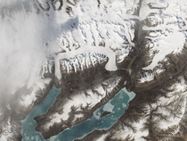 Glaciers on Ellesmere Island Nunavut Canada  by NASAs Landsat  sattelite