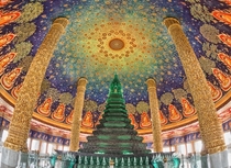 Glass pagoda inside Wat Paknam Bhasicharoen in Bangkok Thailand