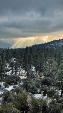 God rays in Angeles National Forest CA 