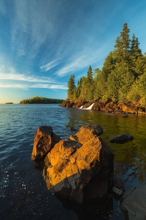 Golden Hour glow at a waterfall on Isle Royale National Park  keefography