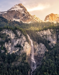 Golden Hour Swiss Waterfalls  minutes from Interlaken Switzerland  ig coryjpg