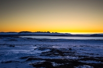 Golden skies over frozen Iceland 
