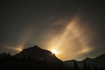 Got lucky this weekend with a halo moonrise over Table Mountain Alberta Canada 