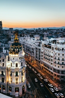 Gran Va St as seen from Cculo de Bellas Artes Madrid Spain 
