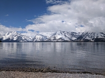 Grand Tetons shot from Colter Bay Wyoming 