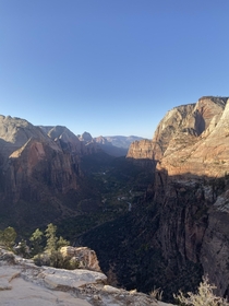 Great view of Zion canyon from atop Angels Landing 
