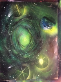 Green GalaxyMe Spray Paint Art 
