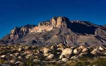 Guadalupe Peak left-back - highest elevation in Texas and El Capitan right-front - Guadalupe Mountains NP Texas 
