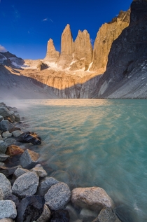 Had to scramble in high winds to take this shot of the Torres del Paine in Chilean Patagonia 