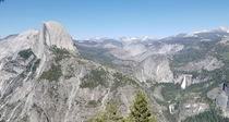 Half Dome with Nevada and Vernal Falls from Glacier point in Yosemite 
