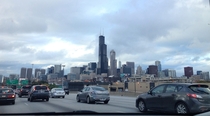 Heading back to a cloudy Chicago after a road trip 