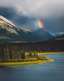 Hidden rainbow in the mountains Banff AB Canada 