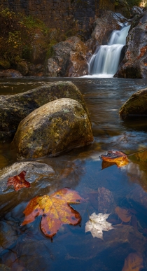 Hidden waterfall off Blue Ridge Parkway North Carolina 