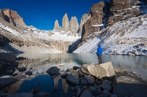 High-res shot of the sharp Las Torres peaks in Chilean Patagonia  OC
