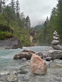 Hiking along a river outside Berchtesgaden Germany 