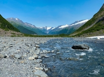Hiking Byron glacier trail located in Portage valley Alaska OC x
