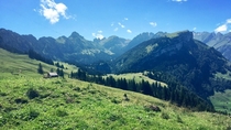 Hiking in the Alpstein Mountains Switzerland 