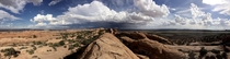 Hiking on the Double O Arch trail in Arches National park 