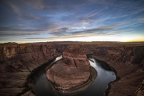 Horseshoe Bend Arizona just after sunset  No tripod stabilized on the cliff itself AndysAperture