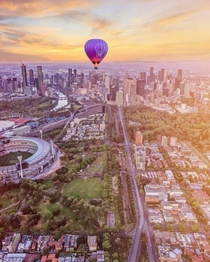 Hot air balloons above Jolimont - Melbourne Australia