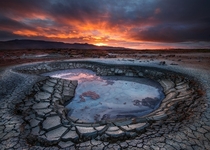Hot Bath North-Iceland during sunset 