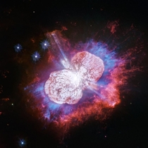 Hubble captured the largest member of the double-star system Eta Carinae the doomed super-massive star