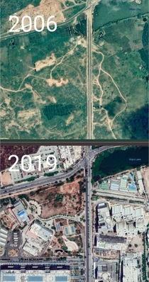 Hyderabad India Google Earth photos  years apart