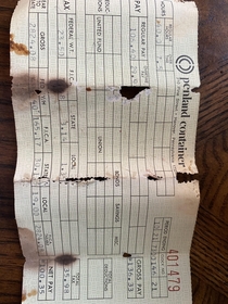 I found this pay stub in a house yesterday from 