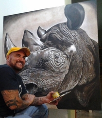 I Rhino oil on canvas by Kobasky St Petersburg Fl