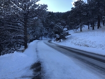 I took a lot of photos in the mountains of boulder in December decided to share my favourite one of this cold road  Degrees F