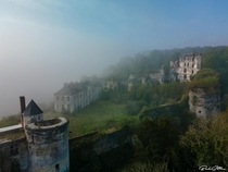 I took a photo with my drone of an abandoned castle into the mist France 