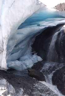 Ice cave on the face of Worthington Glacier Alaska 