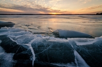 Ice formations on a Nebraska lake 