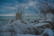 Ice formations on Lake Michigan  x
