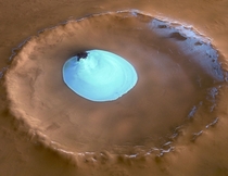 Ice in a Martian crater 