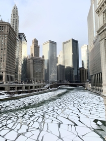 Icy Chicago mornings at - while I drink my iced coffee with this view  Wrigley Building