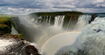 Iguazu Falls on the border of Argentina and Brazil 