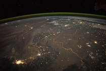 Illuminated India-Pakistan Border seen from ISS 