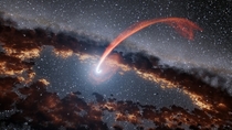 Illustration of a black hole disrupting a star Image credit NASA JPL-Caltech 