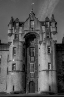 Impressive Seton Tower entrance to Fyvie Castle Aberdeenshire Scotland erected in  by Alexander Seton