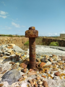 In Rust We Trust Forma securing bolt for a long gone childrens hospital in seaford uk tide mills