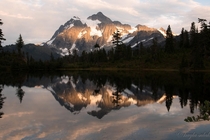 Incredible light  mountain reflections N Cascades Washington state 