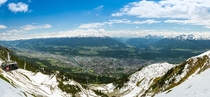 Innsbruck Austria from atop the alps  OC