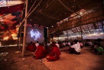 Inside a travelling Burmese movie theater 