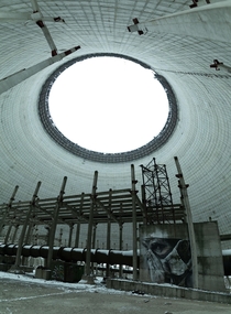 Inside the incomplete and abandoned cooling tower at Chernobyl My geiger counter went mental in this bit second highest reading apart from the Red Forest I didnt hang about too long
