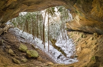 Inside Whispering cave Hocking Hills Ohio 