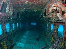 Interior of an airplane on the ocean floor British Virgin Islands