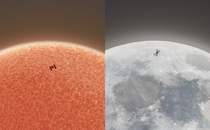 International Space Station crossing over the surface of both the sun and the moon on different days Image Credit uajamesmccarthy