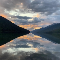 Isaac Lake British Colombia Unfiltered captured at dusk while on a canoe trip 